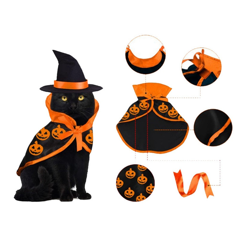 Pet Halloween Cape Hat Set Dogs Cute Costume Pet Halloween Party Cosplay Clothing Cats