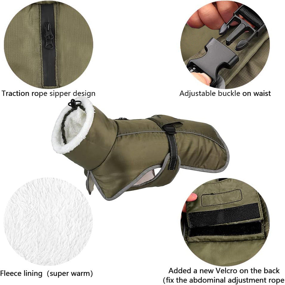 Pet Autumn And Winter Clothes Thick Warm Waterproof Cold-proof Cotton Coat Dog Clothes