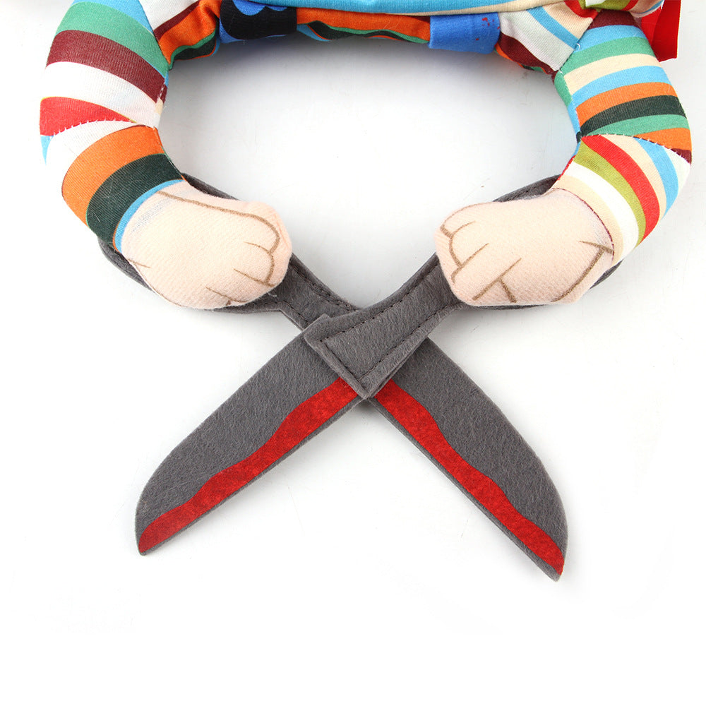 Halloween Costume Cat Funny Outfit Wi/ Adjustable Straps Scissor-Shaped Suit For Dogs