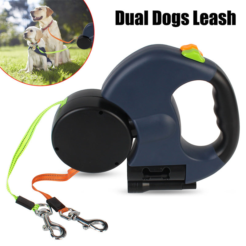 Retractable Dog Leash For Small Dogs Reflective Dual Pet Leash Lead 360 Swivel