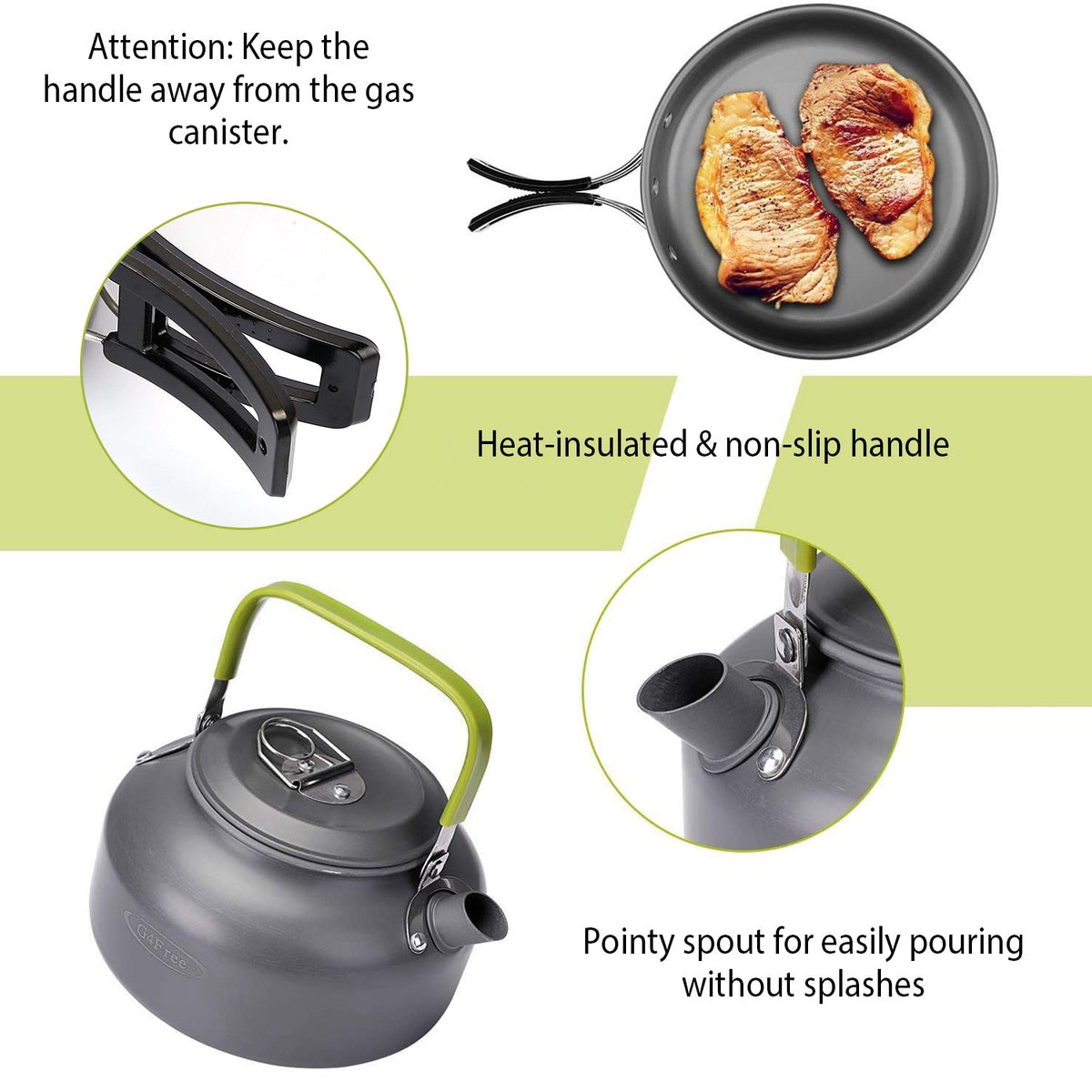 12Pcs Camping Cookware Set Stove Aluminum Pot Pans Kit for Outdoor w/ Eating Utensils
