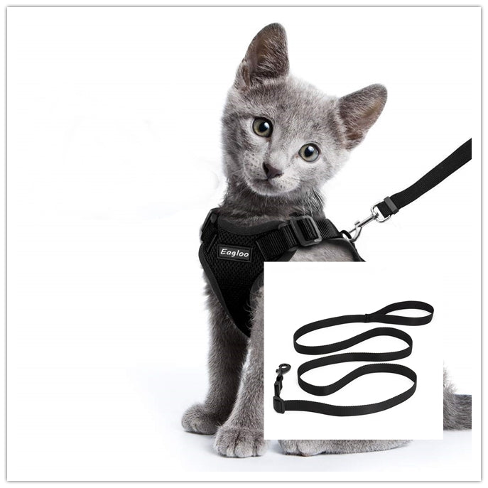 Escape Proof Harness Car Seat Belt Adapter Reflective Soft Mesh Harness For Kitten Puppy