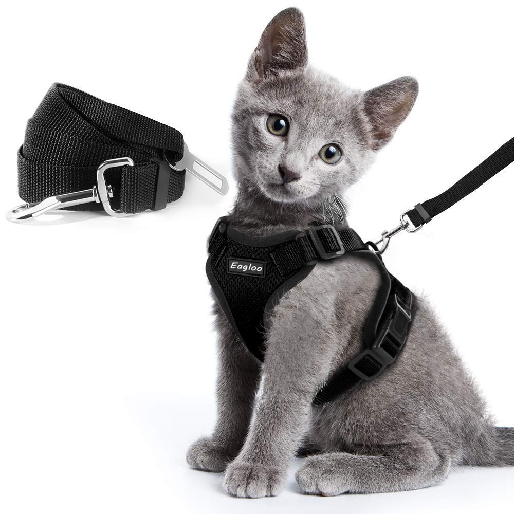 Escape Proof Harness Car Seat Belt Adapter Reflective Soft Mesh Harness For Kitten Puppy