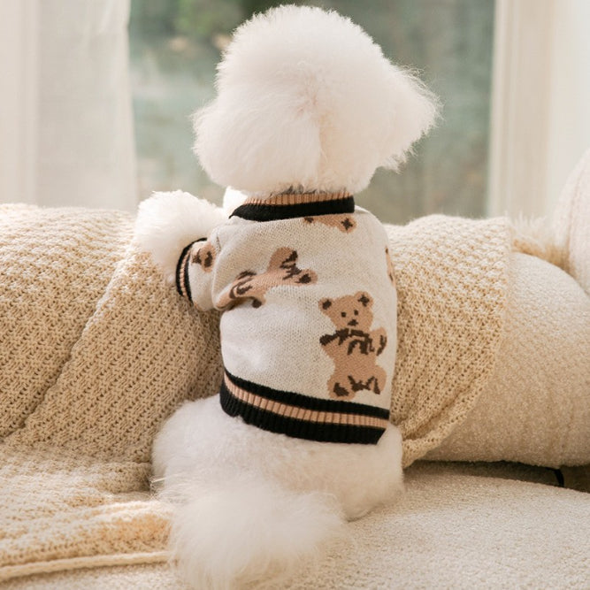Dog Cat Sweater Preppy Style V-neck Striped Vest  Winter Warm Clothes Apparel Dogs Cats