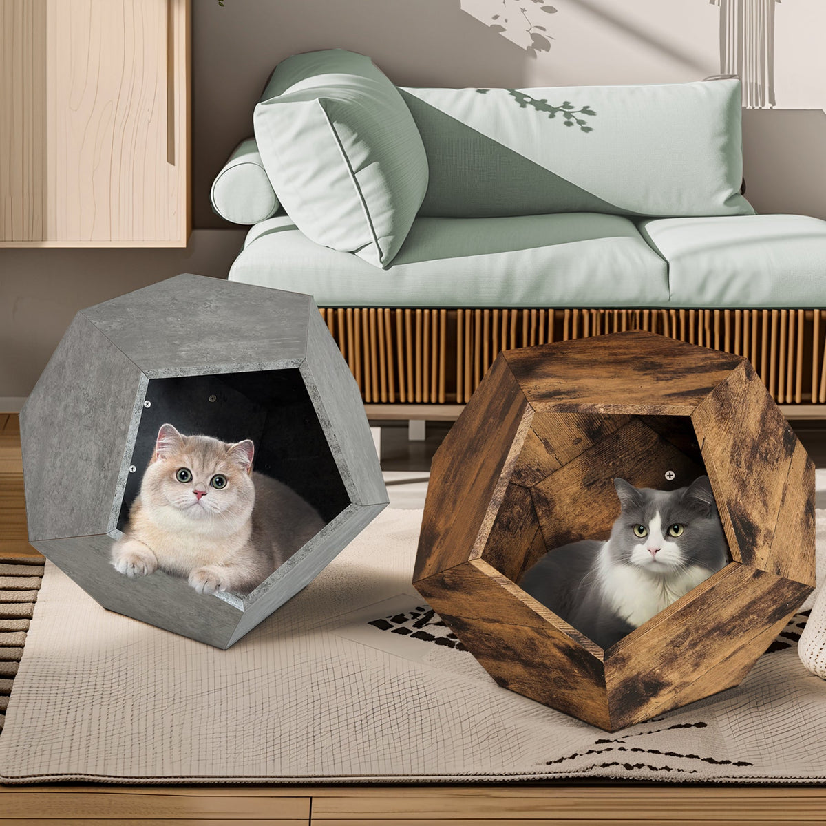 25.98'' Modern Pet Furniture Cat Kennel Side Table Multi-Purpose Furniture Antique Wood