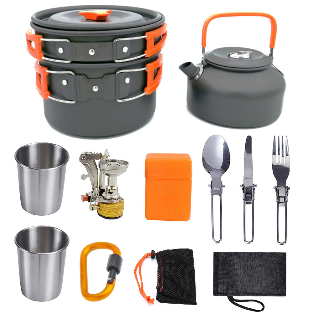 Camping Kit Outdoor Cooking Set Aluminum Equipment Pot Travel Tableware Hiking Picnic
