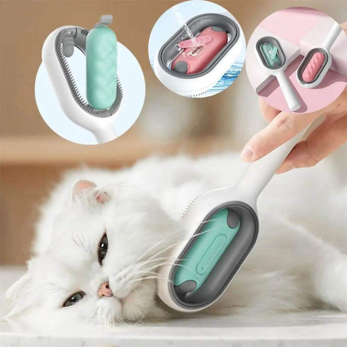 Cat Hair Brush W/ Water, Sticky Brush For Cats, 4 In-1  Creative Update Dog Grooming Comb