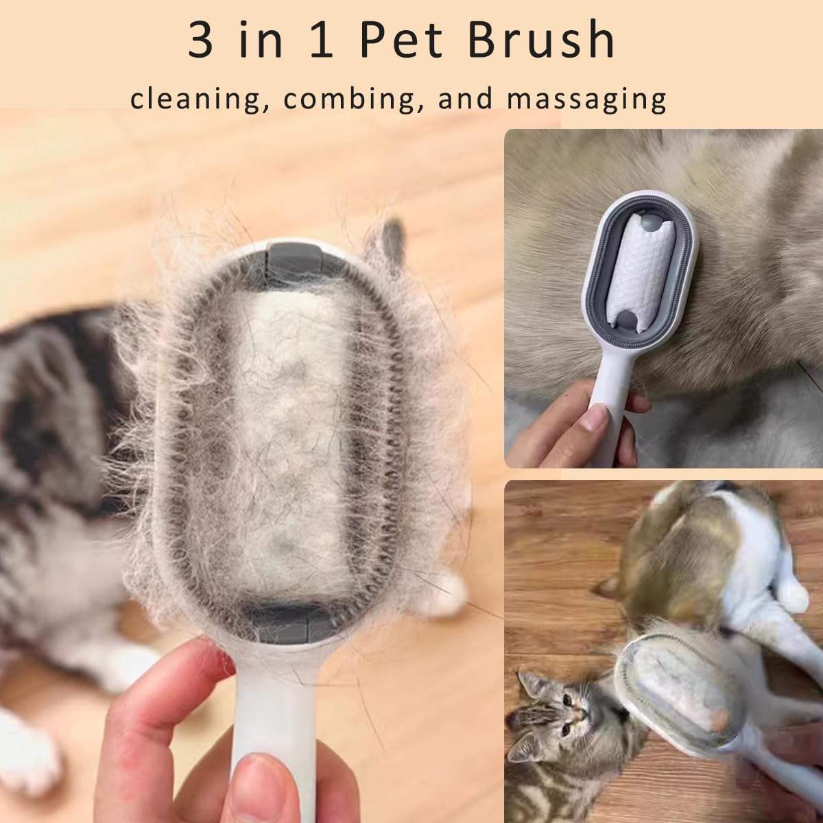 Cat Hair Brush W/ Water, Sticky Brush For Cats, 4 In-1  Creative Update Dog Grooming Comb
