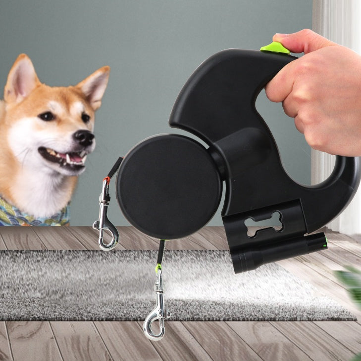 Retractable Dog Leash For Small Dogs Reflective Dual Pet Leash Lead 360 Swivel