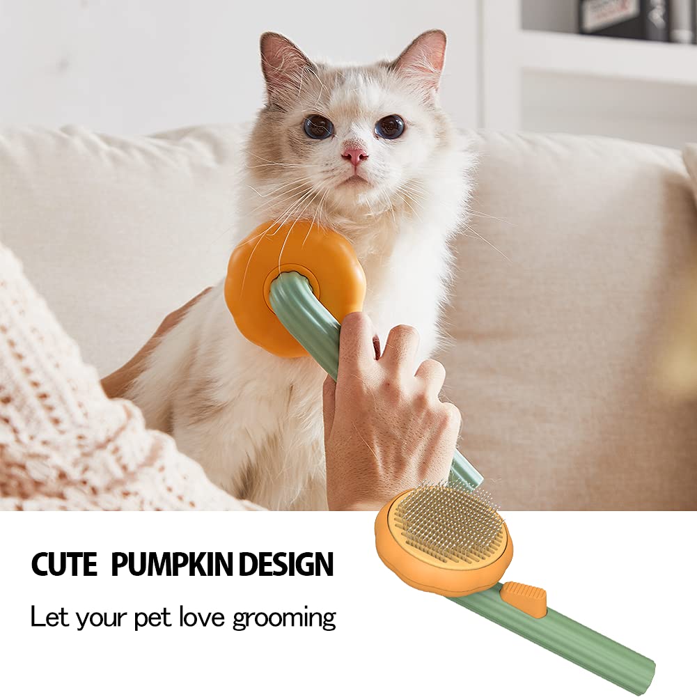 Pet Pumpkin Brush, Grooming Self Cleaning Slicker Dogs Cats Puppy Rabbit, Cat Grooming