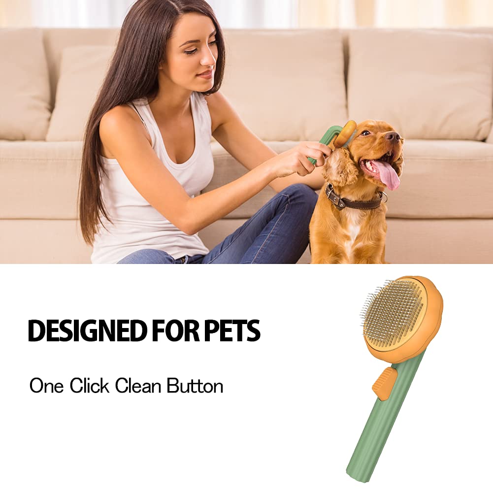 Pet Pumpkin Brush, Grooming Self Cleaning Slicker Dogs Cats Puppy Rabbit, Cat Grooming