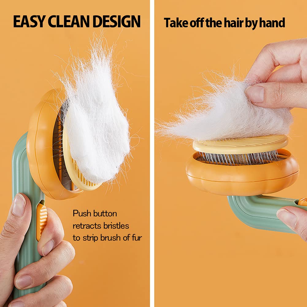 Pet Pumpkin Brush, Grooming Self Cleaning Slicker Dogs Cats Puppy Rabbit, Cat Grooming