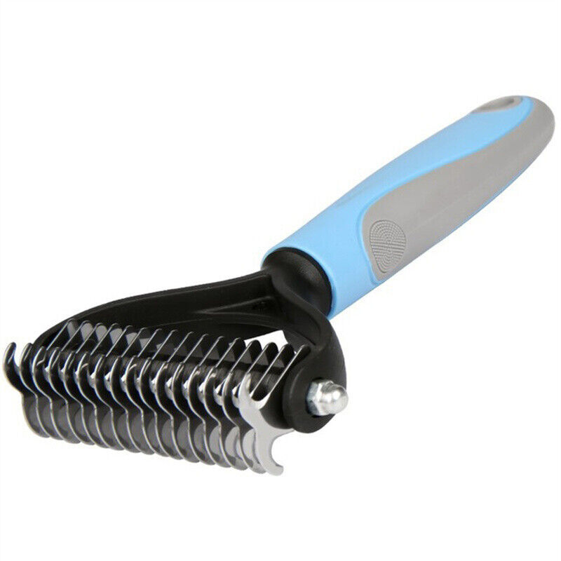 Grooming Brush For Dog Cat Deshedding Rake Comb Fur Remover Reducer 2-Side Tool