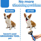 Grooming Brush For Dog Cat Deshedding Rake Comb Fur Remover Reducer 2-Side Tool