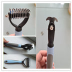 Grooming Brush For Dog Cat Deshedding Rake Comb Fur Remover Reducer 2-Side Tool