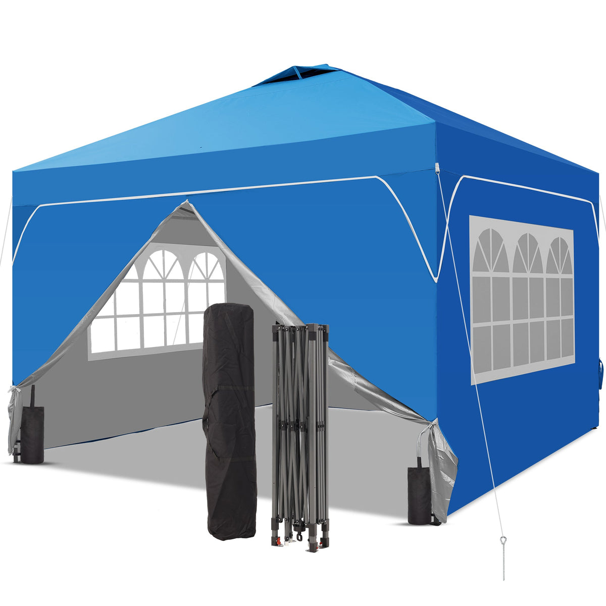 8ft x 8ft Pop Up Canopy Tent with four Removable Sidewalls for Events, Parties, Camping