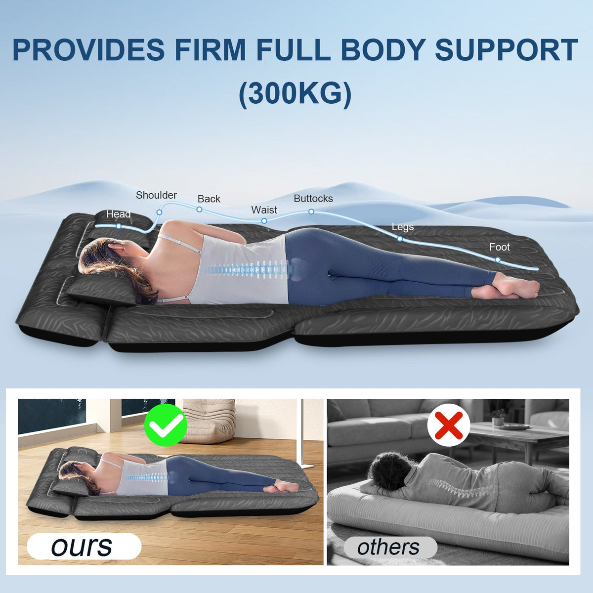 SUV Air Mattress Upgraded Flocking Extra Thick Surface w/ Electric Pump,3M Charging Cable