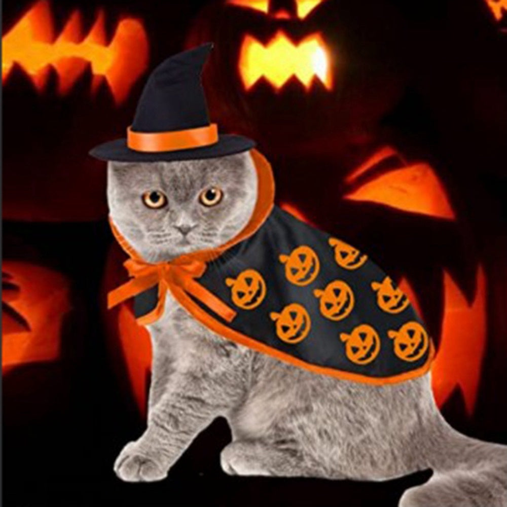 Pet Halloween Cape Hat Set Dogs Cute Costume Pet Halloween Party Cosplay Clothing Cats