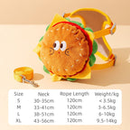 Cartoon Hamburger Chips Design Vest Leash For Cats And Dogs W/ Backpack Escape Proof