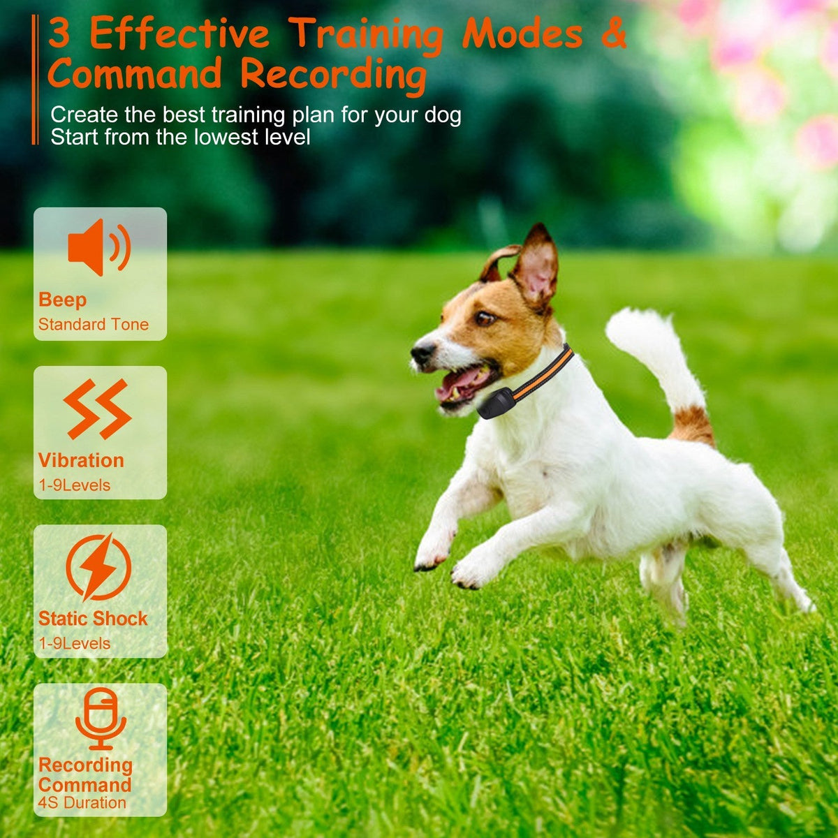 984FT Training Collar Waterproof Beep Vibration Electric Shock 3 Channels Rechargeable