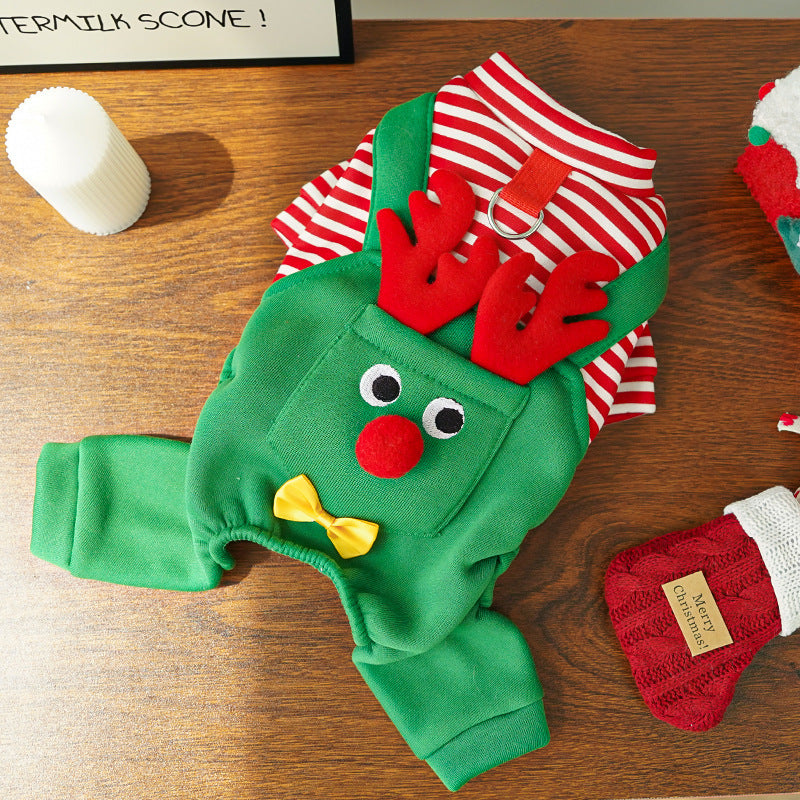 Christmas Pet Dogs Cats Coats Dress Up Costume Elk Pocket Sweatshirt Teddy