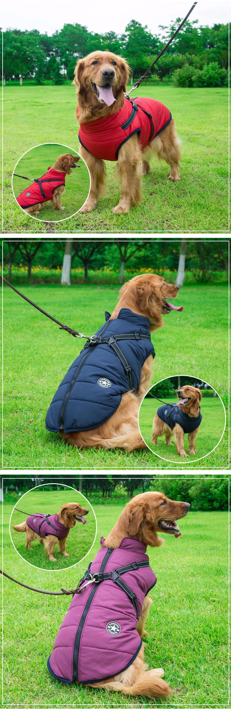 Reflective Large Dog Clothes Cold-proof Warm Pet Coat Waterproof Autumn And Winter Coat