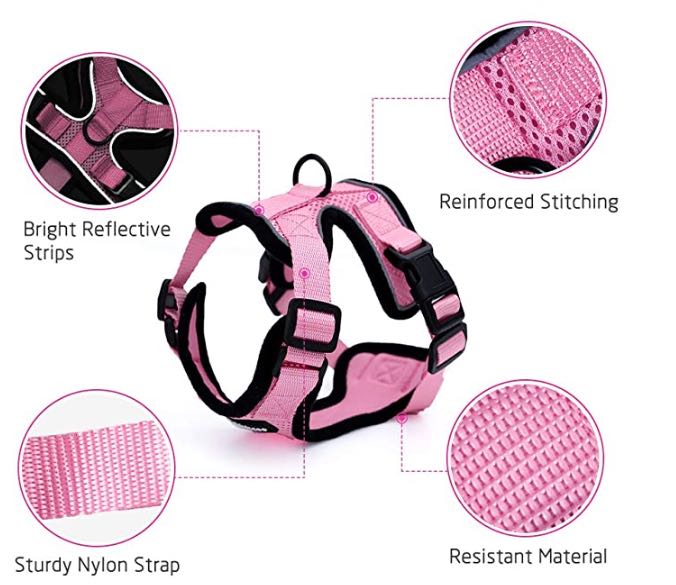 Escape Proof Harness Car Seat Belt Adapter Reflective Soft Mesh Harness For Kitten Puppy