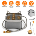 12000W Portable Camping Stove Windproof Backpacking Burner with Carrying Case Igniter.