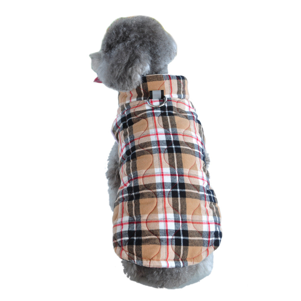 Winter Pet Dog Clothes Heavy Cotton Jacket Plaid Zipper Down Jacket Pets Supplies