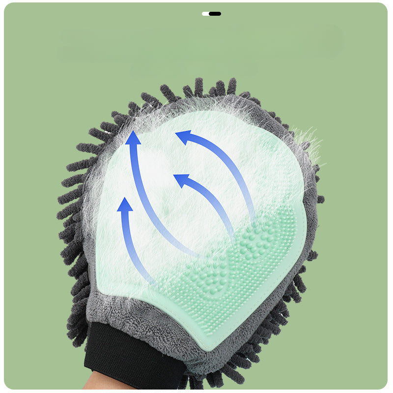 Pet Bathing Brush 2-in-1 Glove For Brushing, Massaging, Drying Grooming Kit For Dog Cat