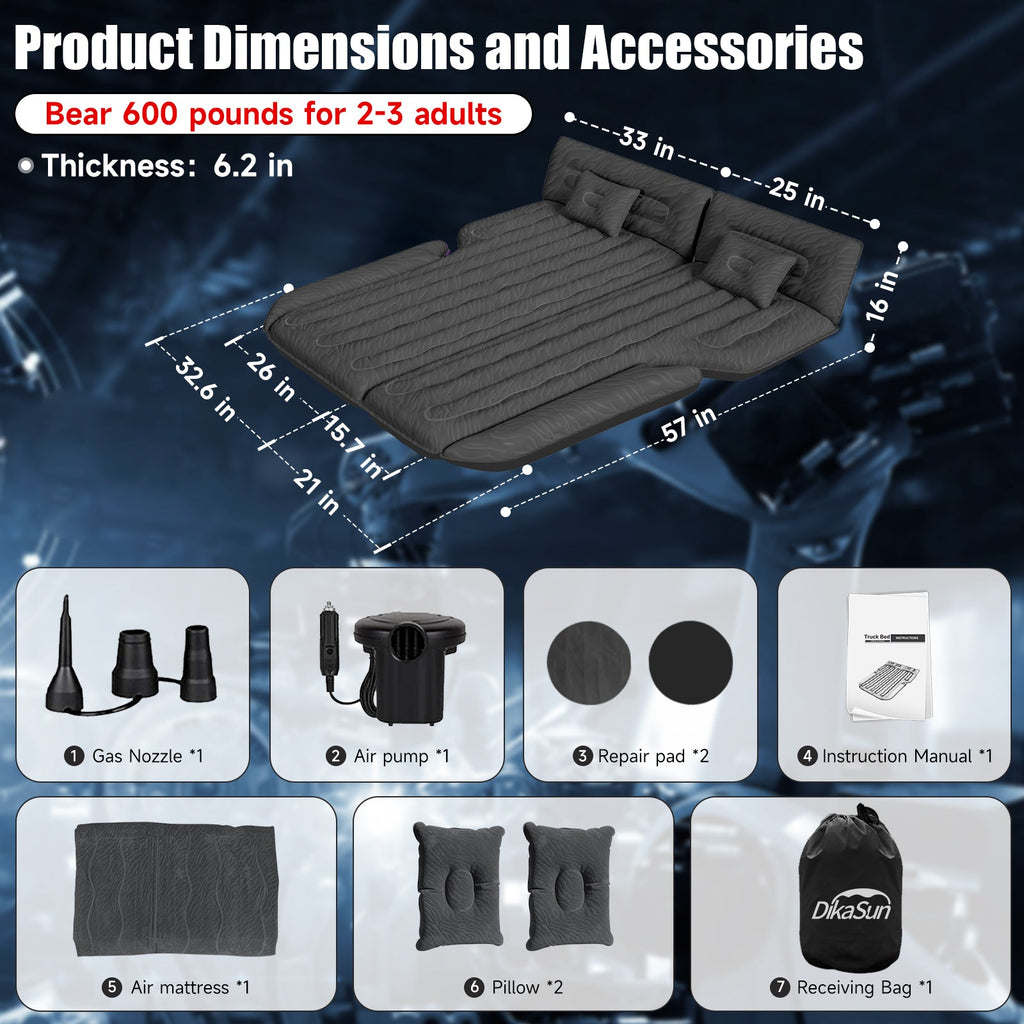 SUV Air Mattress Upgraded Flocking Extra Thick Surface w/ Electric Pump,3M Charging Cable