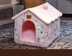 Foldable Dog House Cat Bed Winter Kennel Removable Nest Enclosed Cave