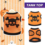 Dog Vest Skull Bones Halloween Cosplay Dog Tank Top Colr Blocking Stretch Cats Costumes
