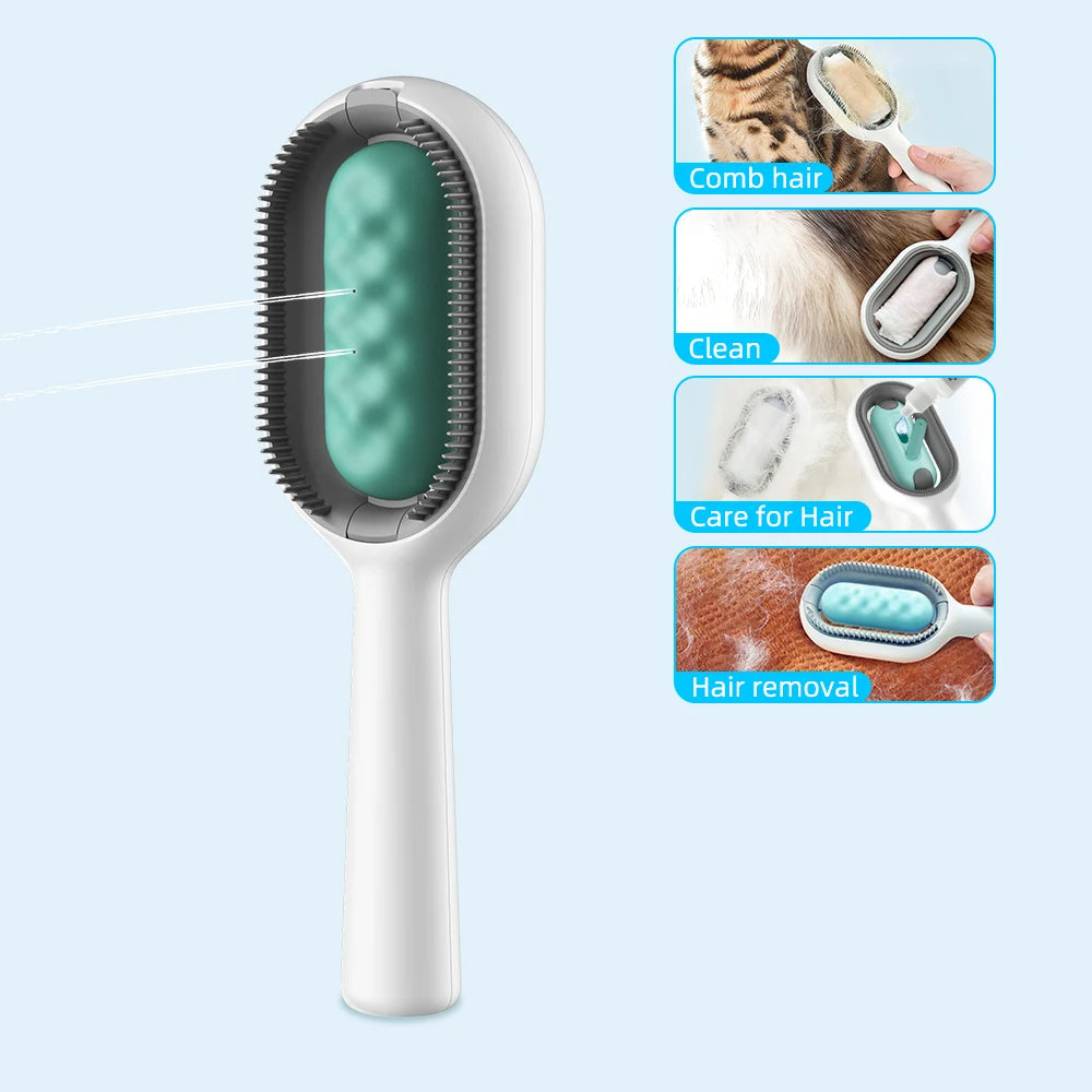 Cat Hair Brush W/ Water, Sticky Brush For Cats, 4 In-1  Creative Update Dog Grooming Comb