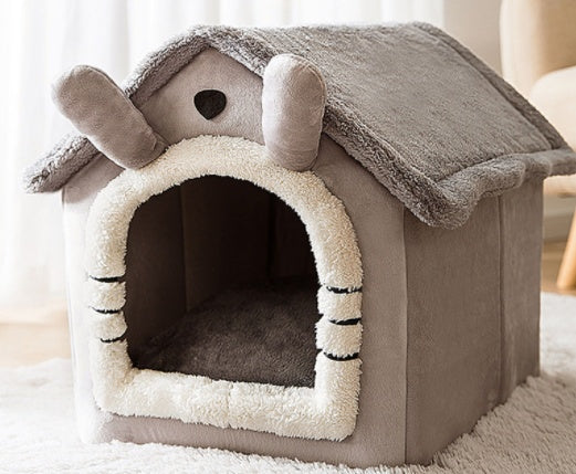 Foldable Dog House Cat Bed Winter Kennel Removable Nest Enclosed Cave