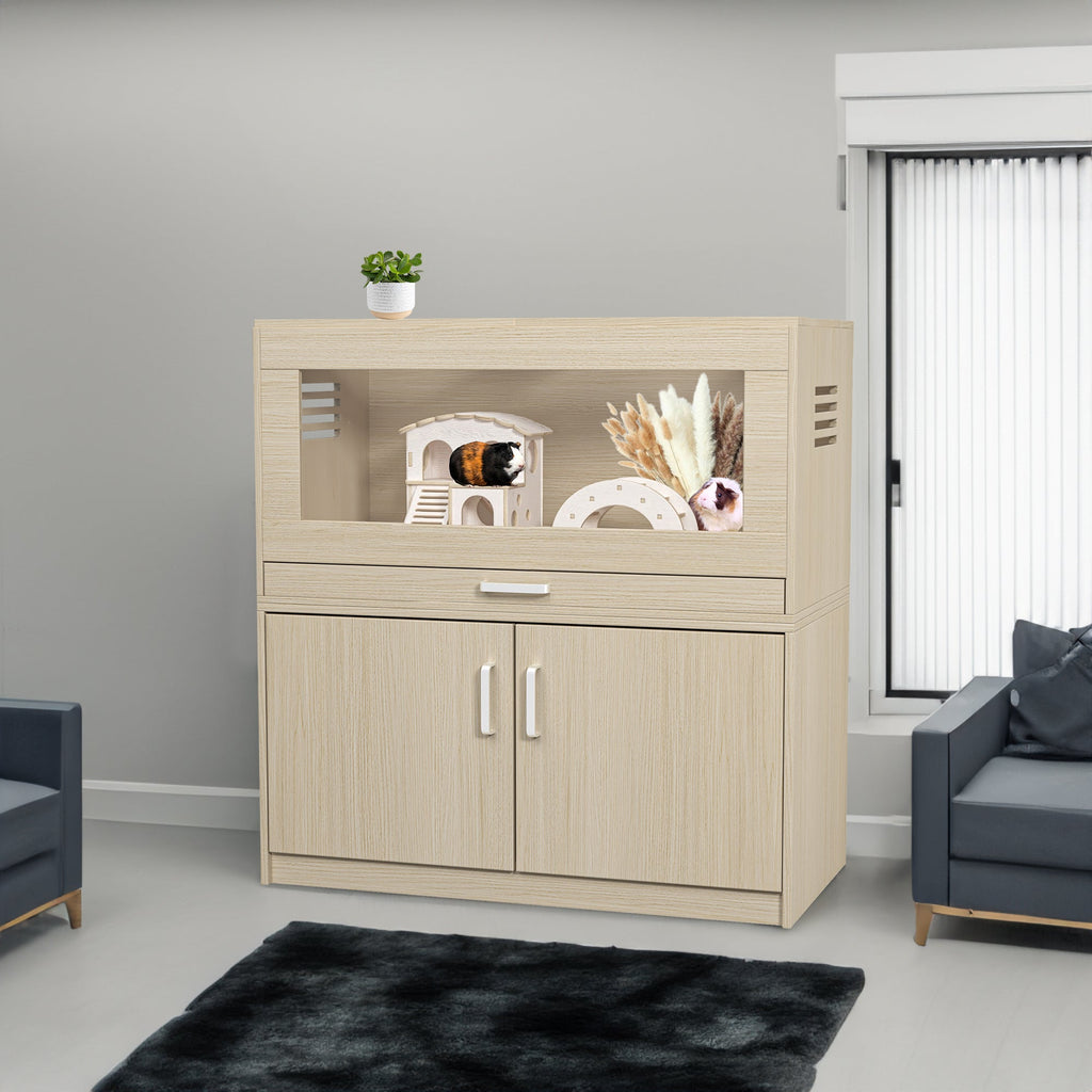 Squirrel Cage, Wood w/ Independent Storage Cabinet Easy View Acrylic Panels