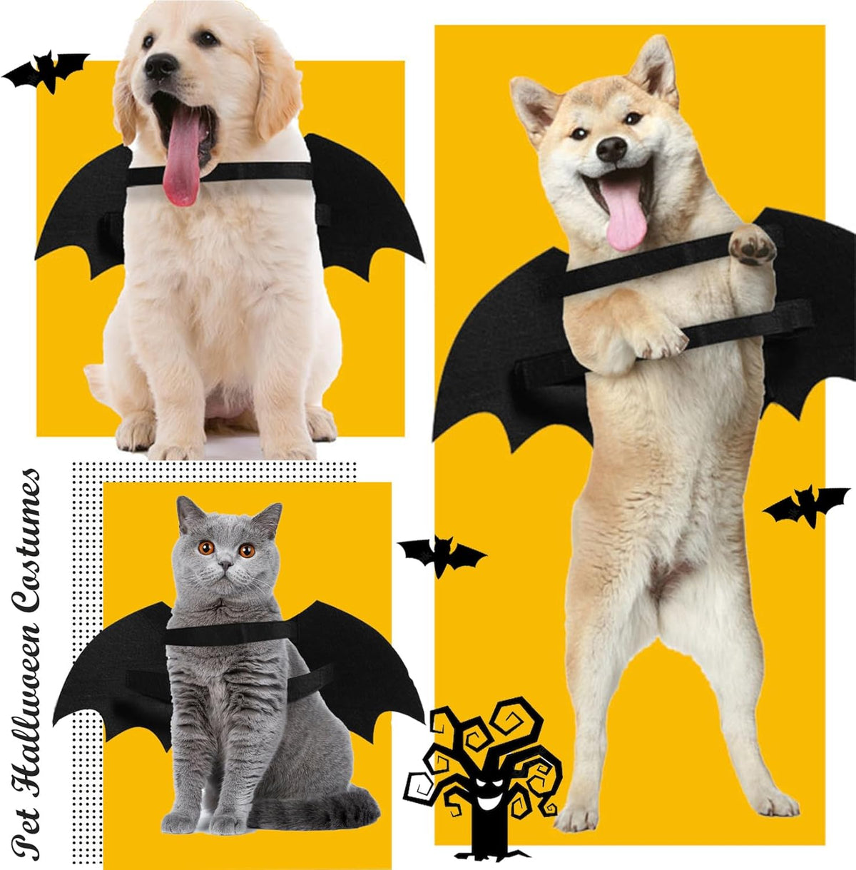 Dog Halloween Costumes Bat Costume Cool Luminous Skeleton Bone Bat Wings Pets