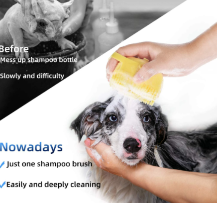 Pet Dog Cat Silicone Back Shower Brush Soft Hair Massage