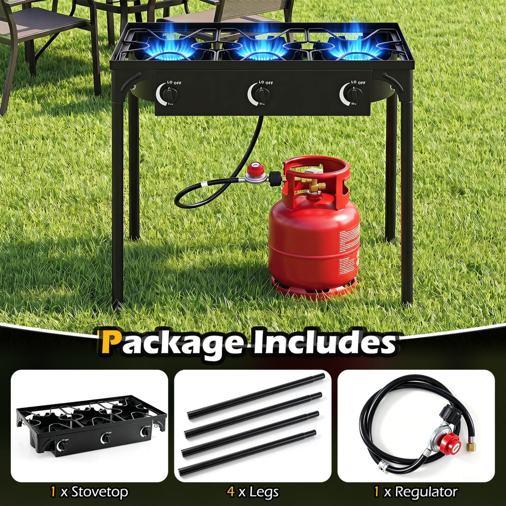 3 Burner Propane Stove 240000 BTU Outdoor Camping Grill