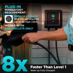 EVIQO Level 2 EV Charger, 40A (9.6kW), 240V, NEMA 14-50 Plug-in, J1772 for Non-Tesla EVs