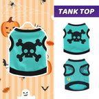 Dog Vest Skull Bones Halloween Cosplay Dog Tank Top Colr Blocking Stretch Cats Costumes