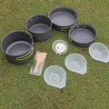 Outdoor Portable Cookware Camping Hiking Picnic Non-stick Pan Pot Bowl Set for 2-3 Person