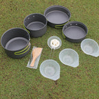 Outdoor Portable Cookware Camping Hiking Picnic Non-stick Pan Pot Bowl Set for 2-3 Person
