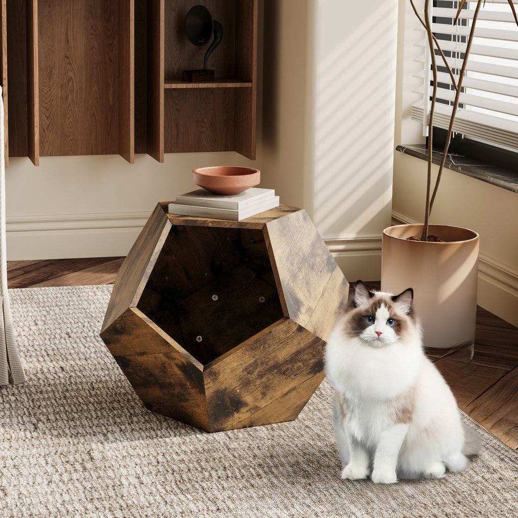 25.98'' Modern Pet Furniture Cat Kennel Side Table Multi-Purpose Furniture Antique Wood