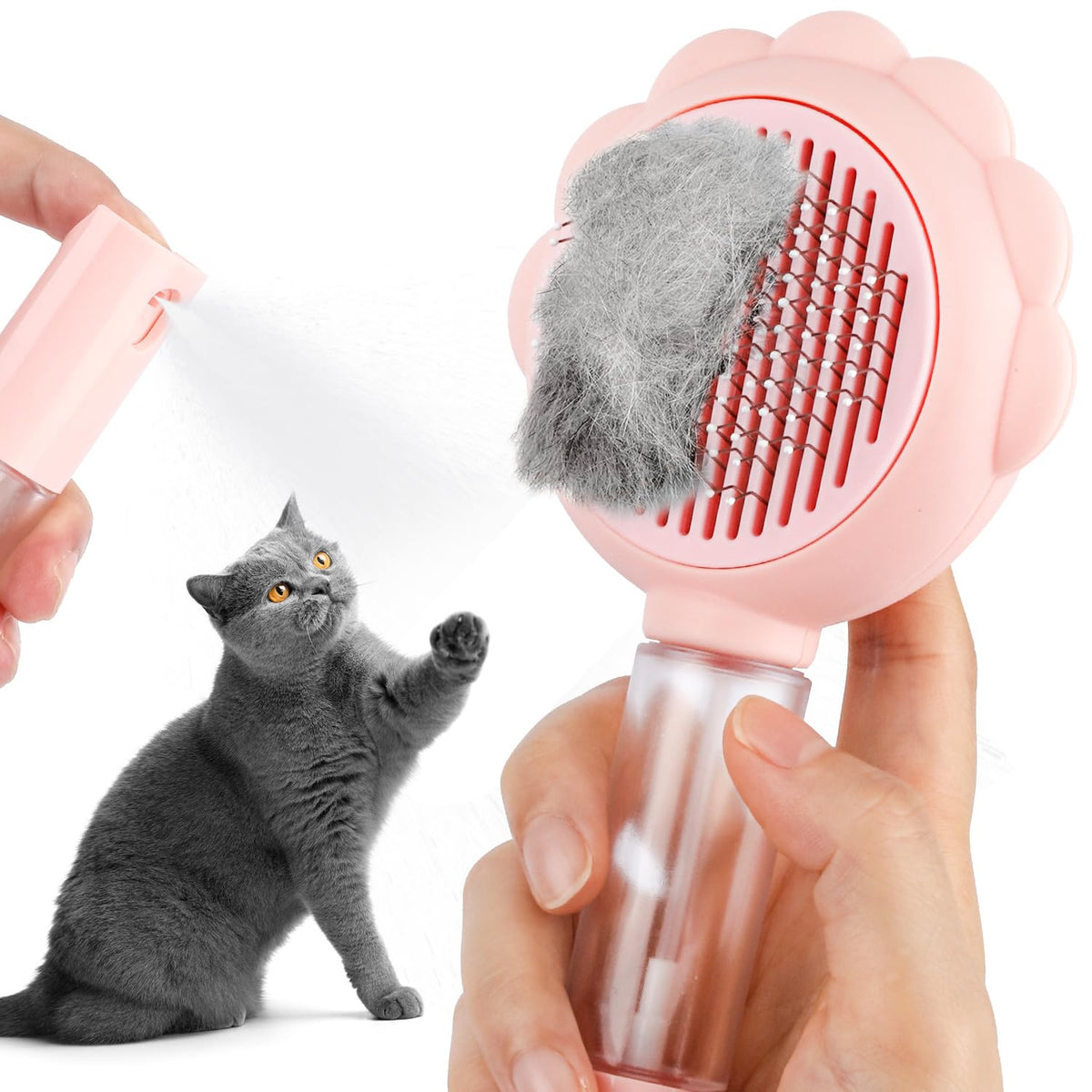 Cat Brush Self Cleaning Spray Cat Brushes For Indoor Cats Removes Loose and Tangled Hair