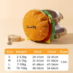 Cartoon Hamburger Chips Design Vest Leash For Cats And Dogs W/ Backpack Escape Proof