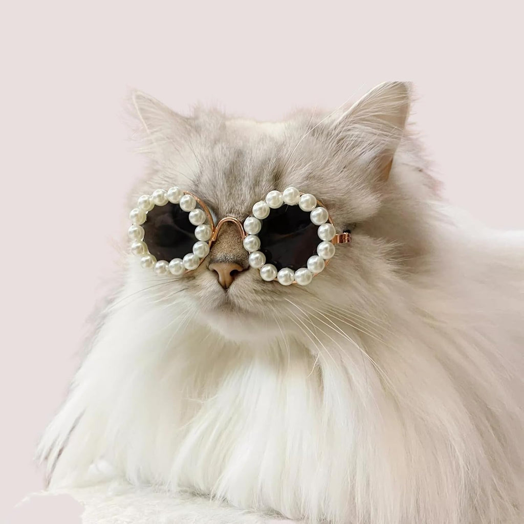 Cat And Dog Pearl Sunglasses - Pet Extravagant Funny Costumes For Party