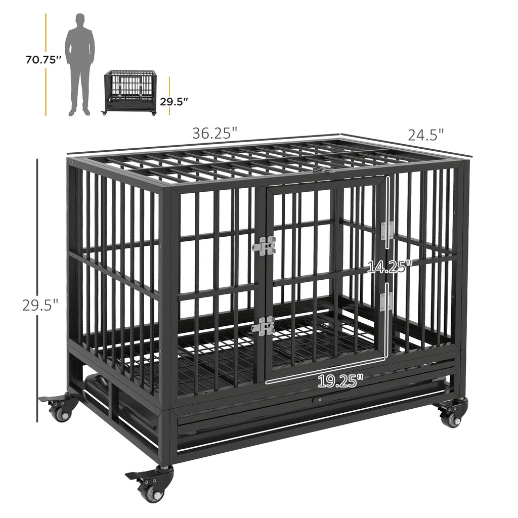 PawHut 36" Heavy Duty Dog Crate Metal Cage Kennel