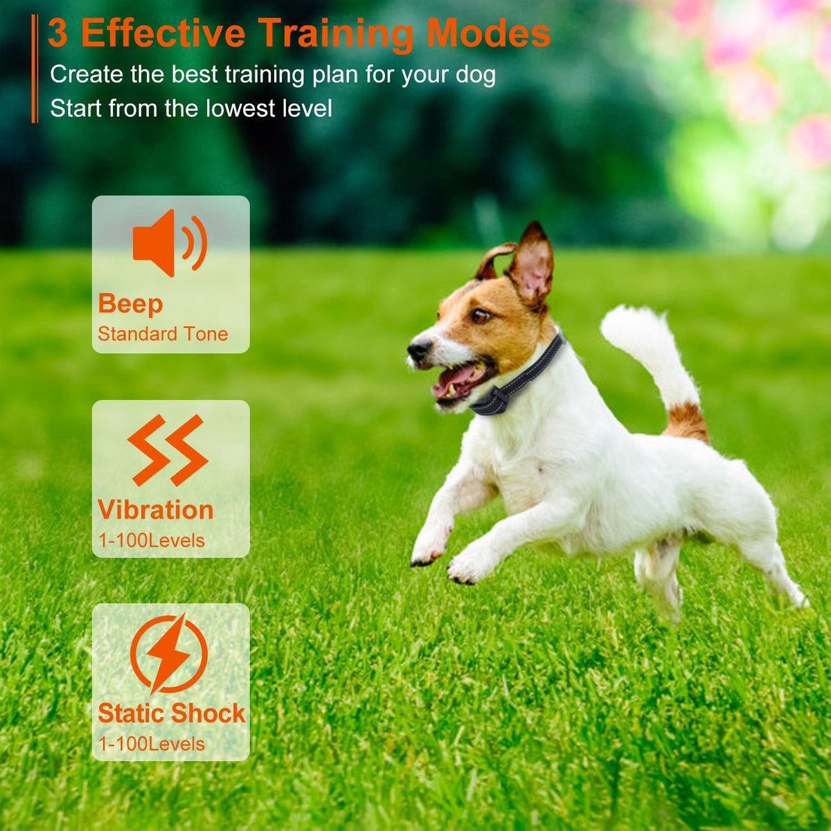 3280 FT Dog Training Collar IP67 Waterproof Pet Beep Vibration Electric rechargeable 3 modes