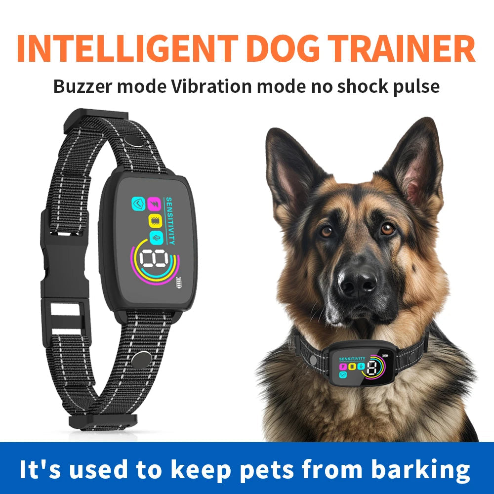 Smart Automatic Anti Barking Dog Collar Rechargeable HD Digital Display Waterproof